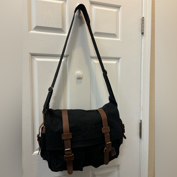 SC COTTON Messenger Crossbody Canvas Leather Bag 20x16” - Picture 8 of 14